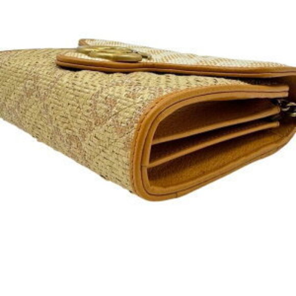 Gucci Leather Raffia Chain Orange Shoulder Wallet Bag - Picture 5 of 7